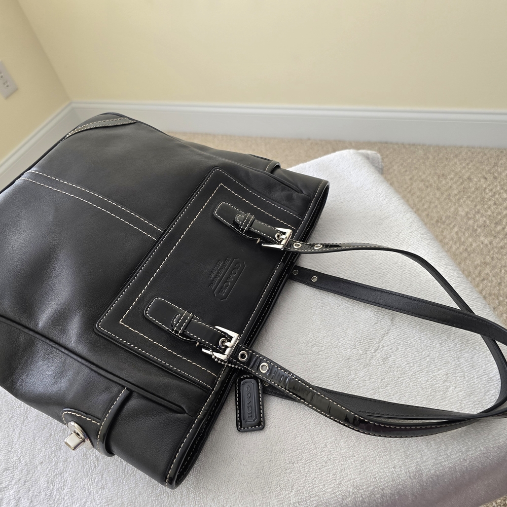 Coach Hamilton Black Leather Tote Bag - Picture 5 of 10